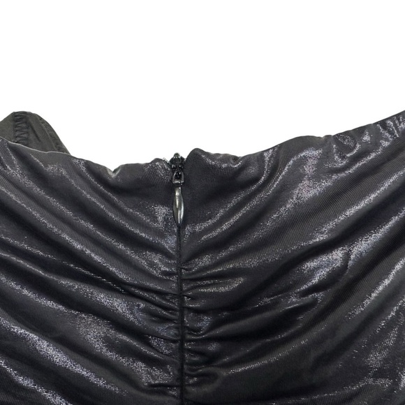 Oh Polly Womens Strapless Ruched Bandeau Mini Dress Size US 4 Black Party NWT - Picture 7 of 11